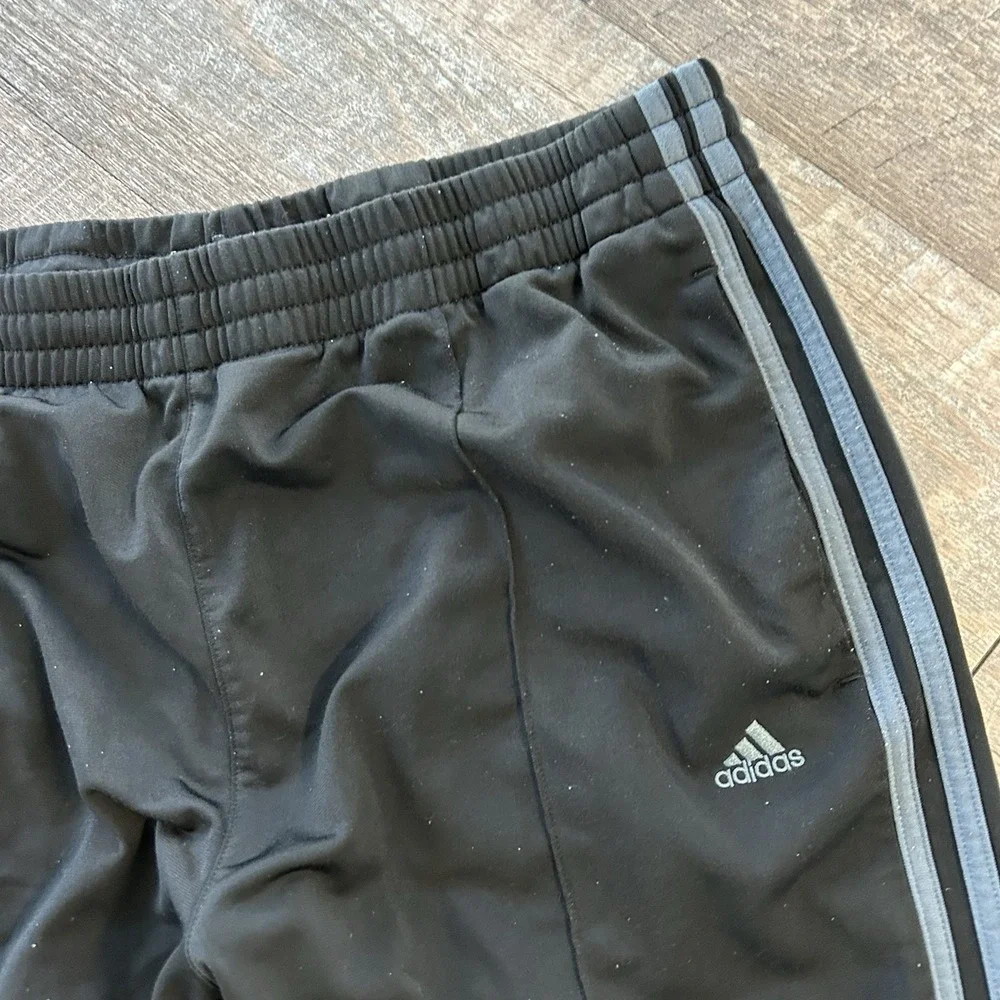 Vtg Adidas Track Pants Mesh Lined Striped Black Baggy 2000s Y2K Mens XL